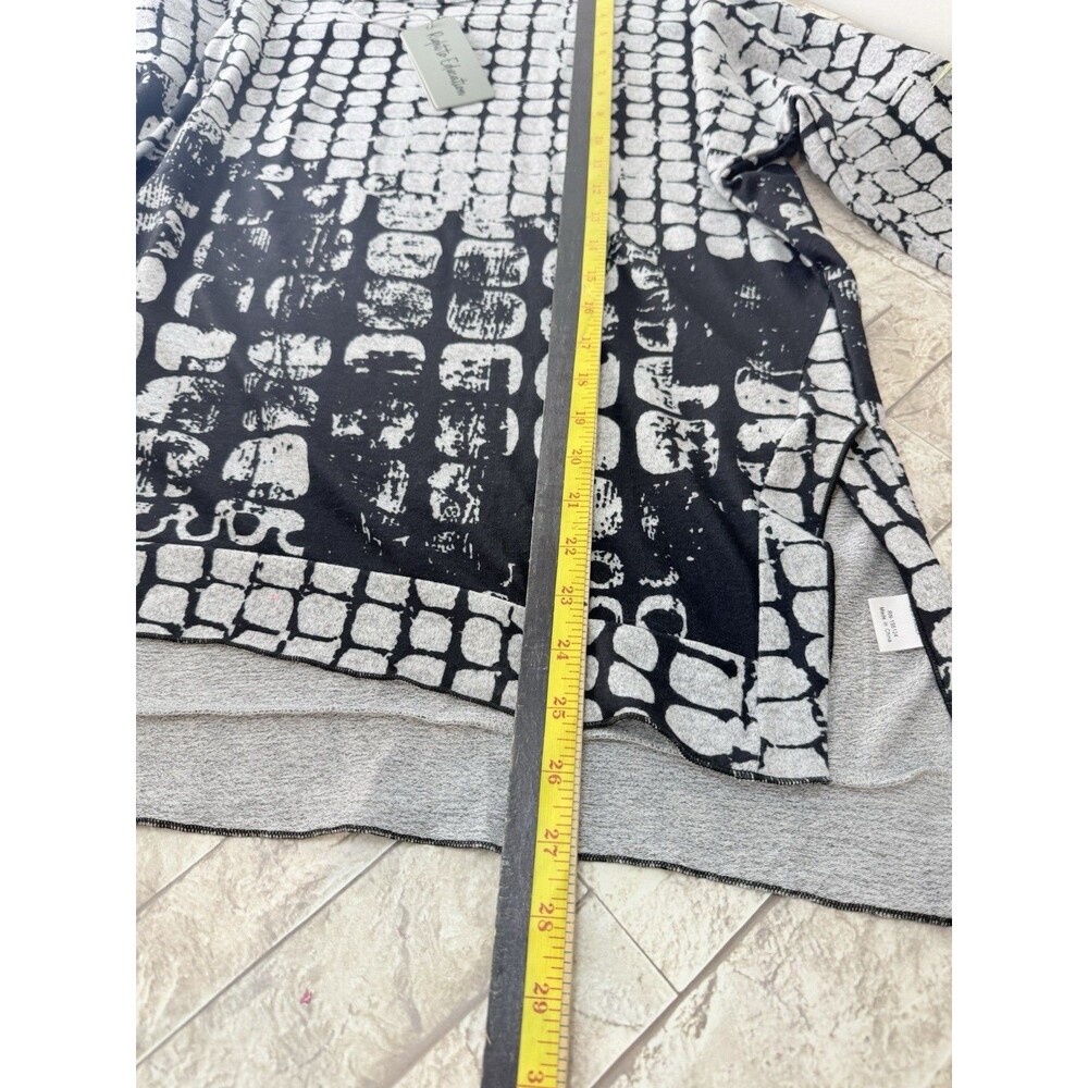 Shana Womens Large Tunic Top Black White Leaf Print Hi-Low Art to Wear NWT - Picture 9 of 14